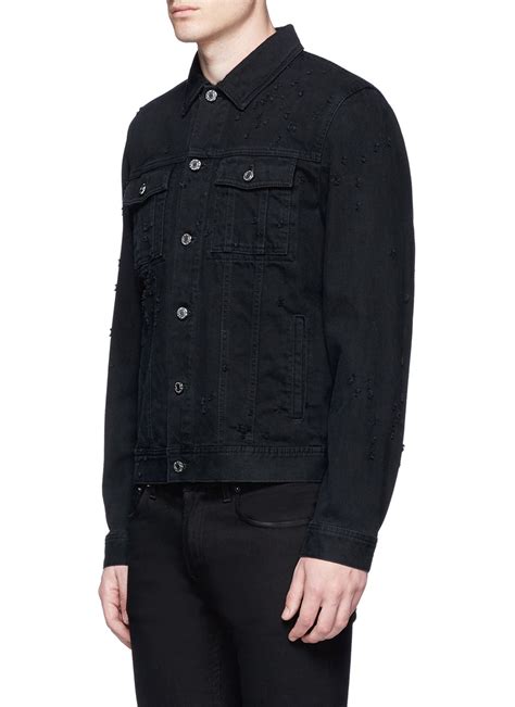 givenchy denim jacket|oversized distressed jean jacket.